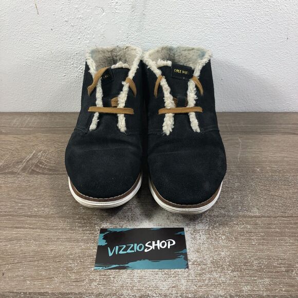 Cole Haan Grand.OS Shearling Suede Black Ankle Chukka Boots Women's 8 B W04129 - Picture 2 of 8